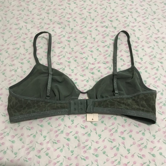 NWT Aerie Sparkly Bralette M Island Breeze Royal Palm Green - Picture 3 of 12